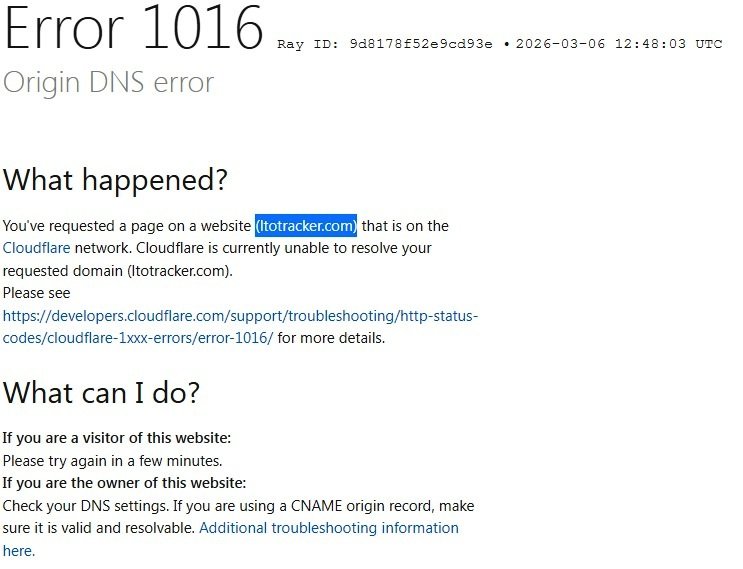 LTO Plate Tracker Not Working